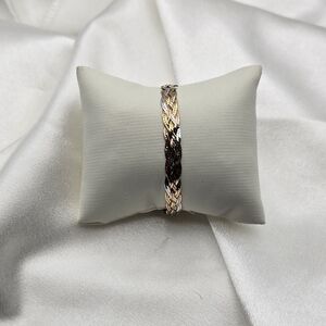 Sterling Silver 925 Tri-Color Braided Herringbone Bracelet